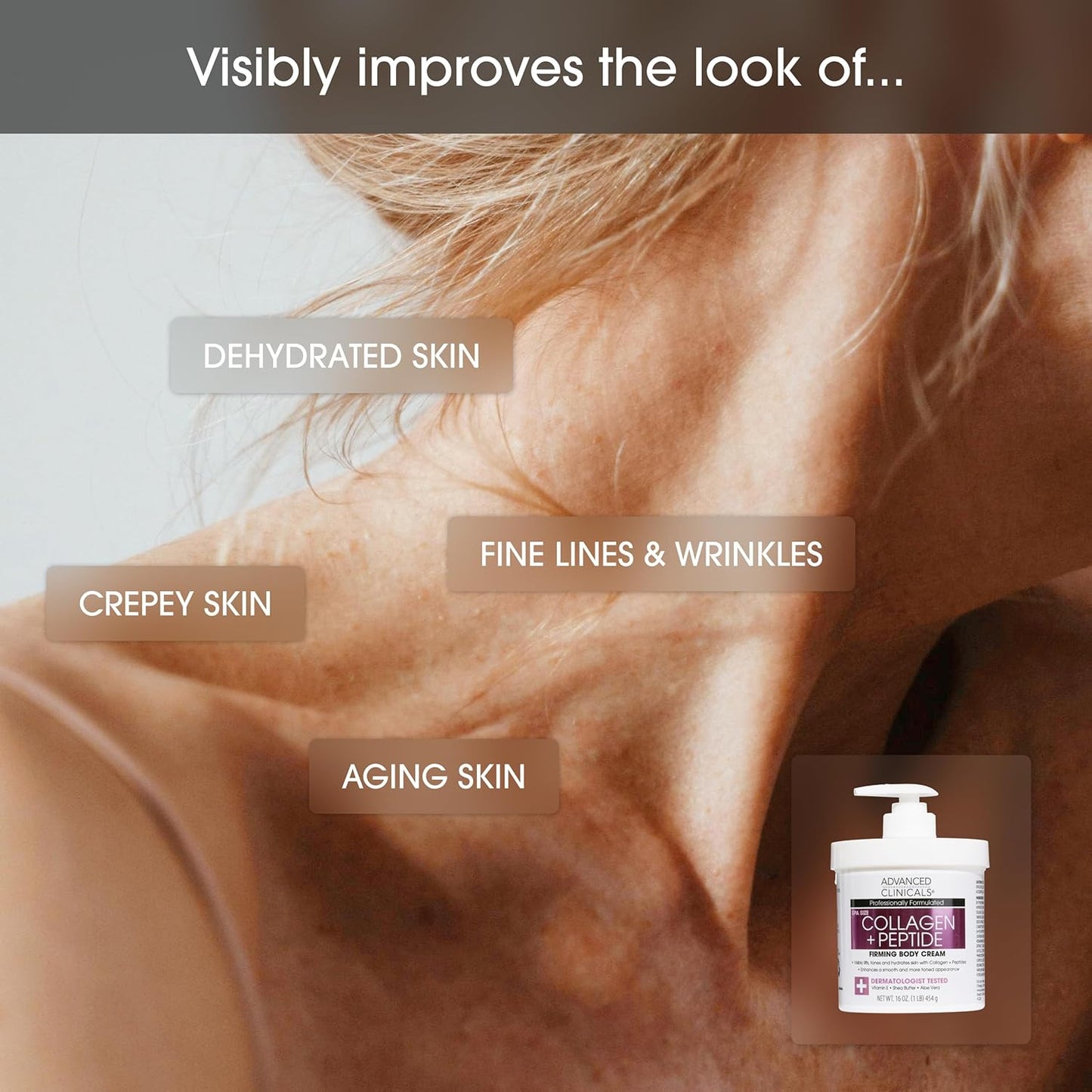 Advanced Clinicals - Collagen Peptides Body Lotion & Face Moisturizer | 454 g