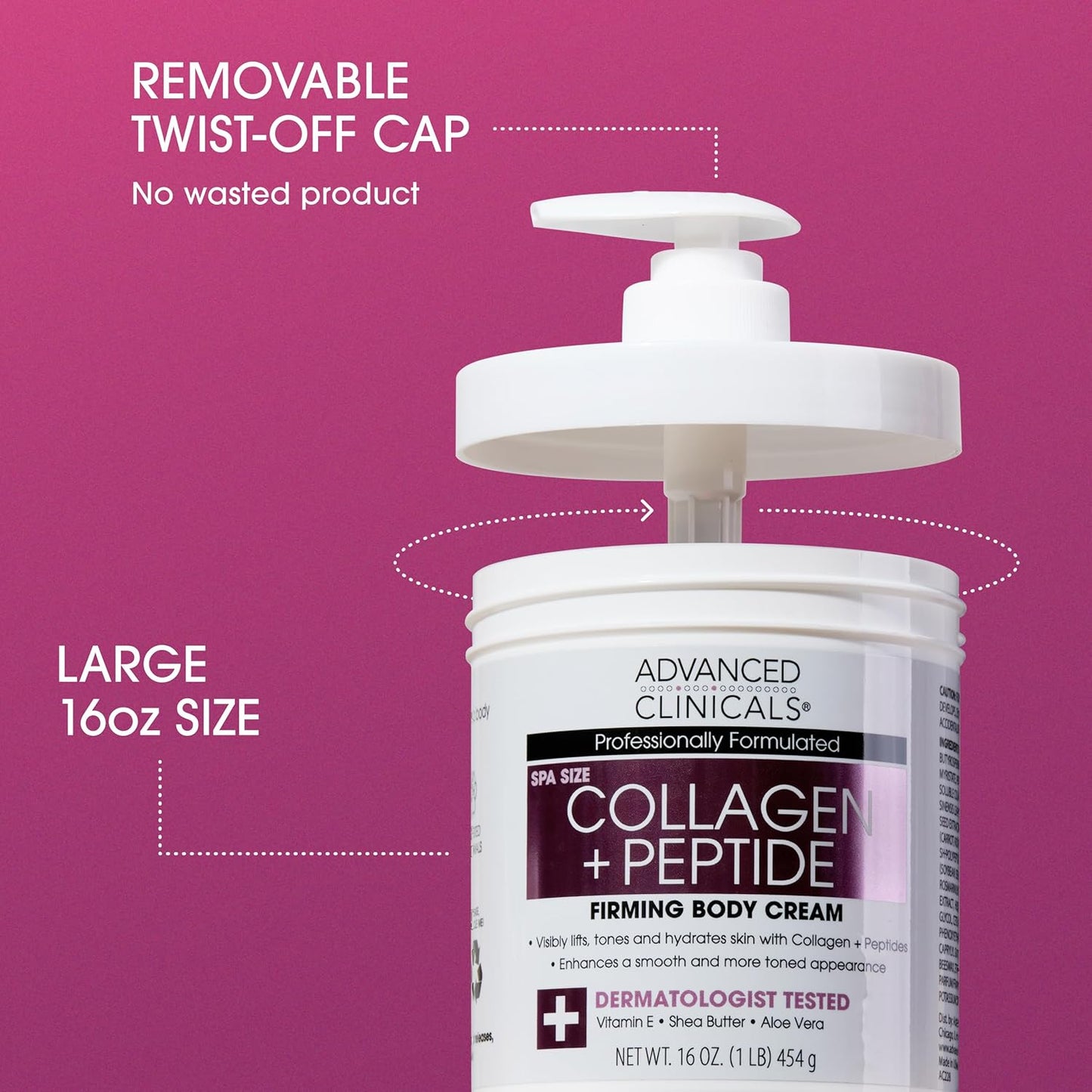 Advanced Clinicals - Collagen Peptides Body Lotion & Face Moisturizer | 454 g