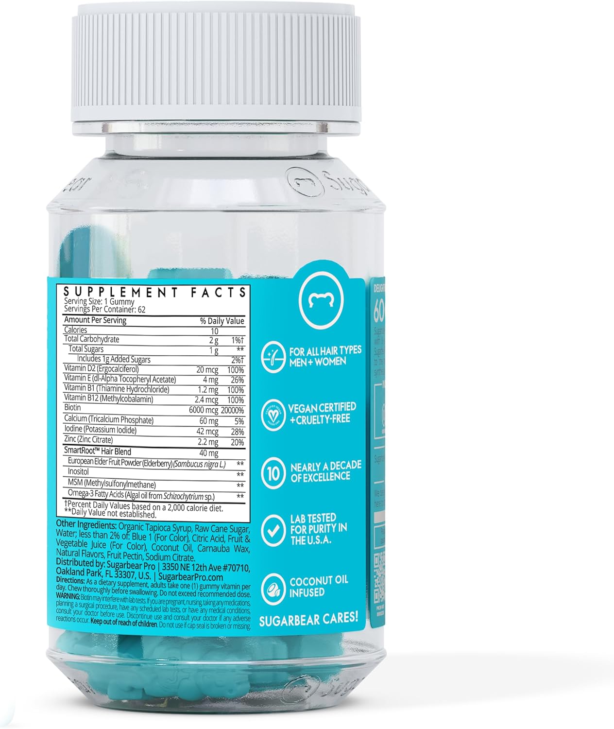 Sugarbear Pro Hair Vitamin Vegan Gummies - 2 Months