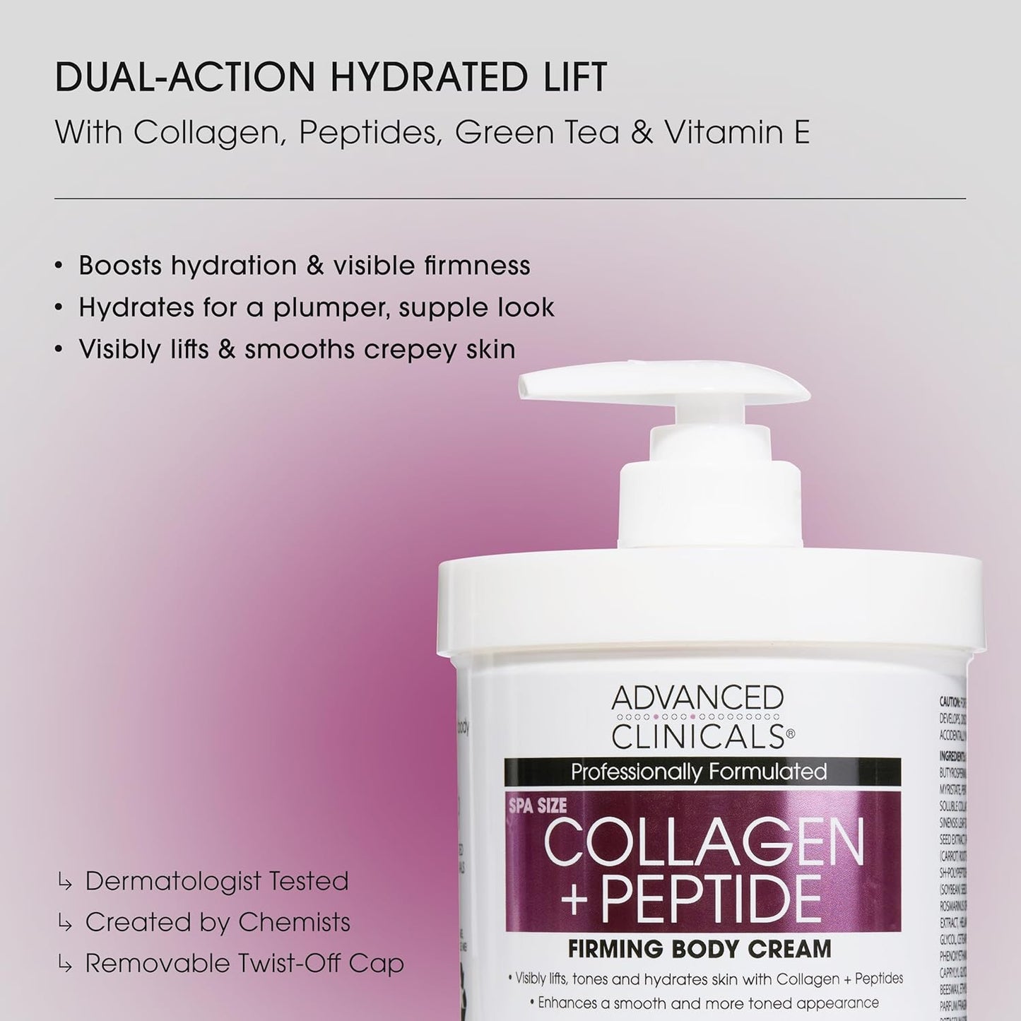 Advanced Clinicals - Collagen Peptides Body Lotion & Face Moisturizer | 454 g
