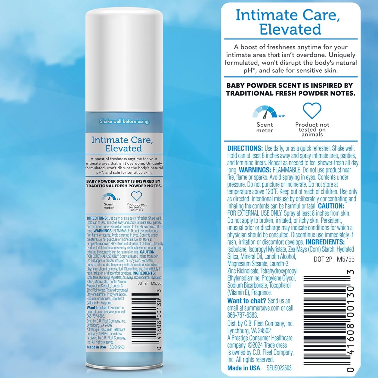 SUMMER'S EVE - BABY POWDER 7 IN 1 DAILY SPRAY | 2OZ (56.7G)