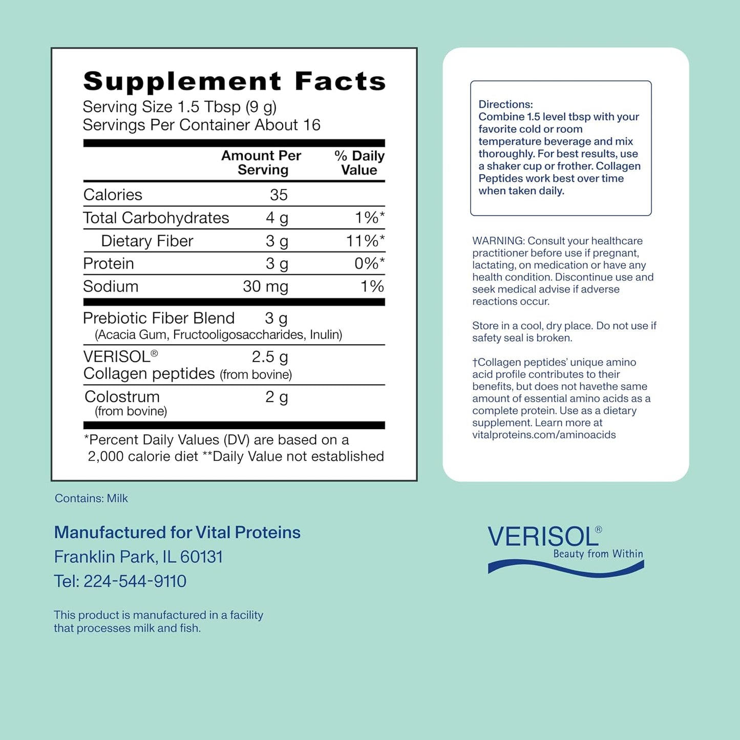 Vital Proteins - Advanced Collagen Peptides + Colostrum + Prebiotic Fiber | 144 g