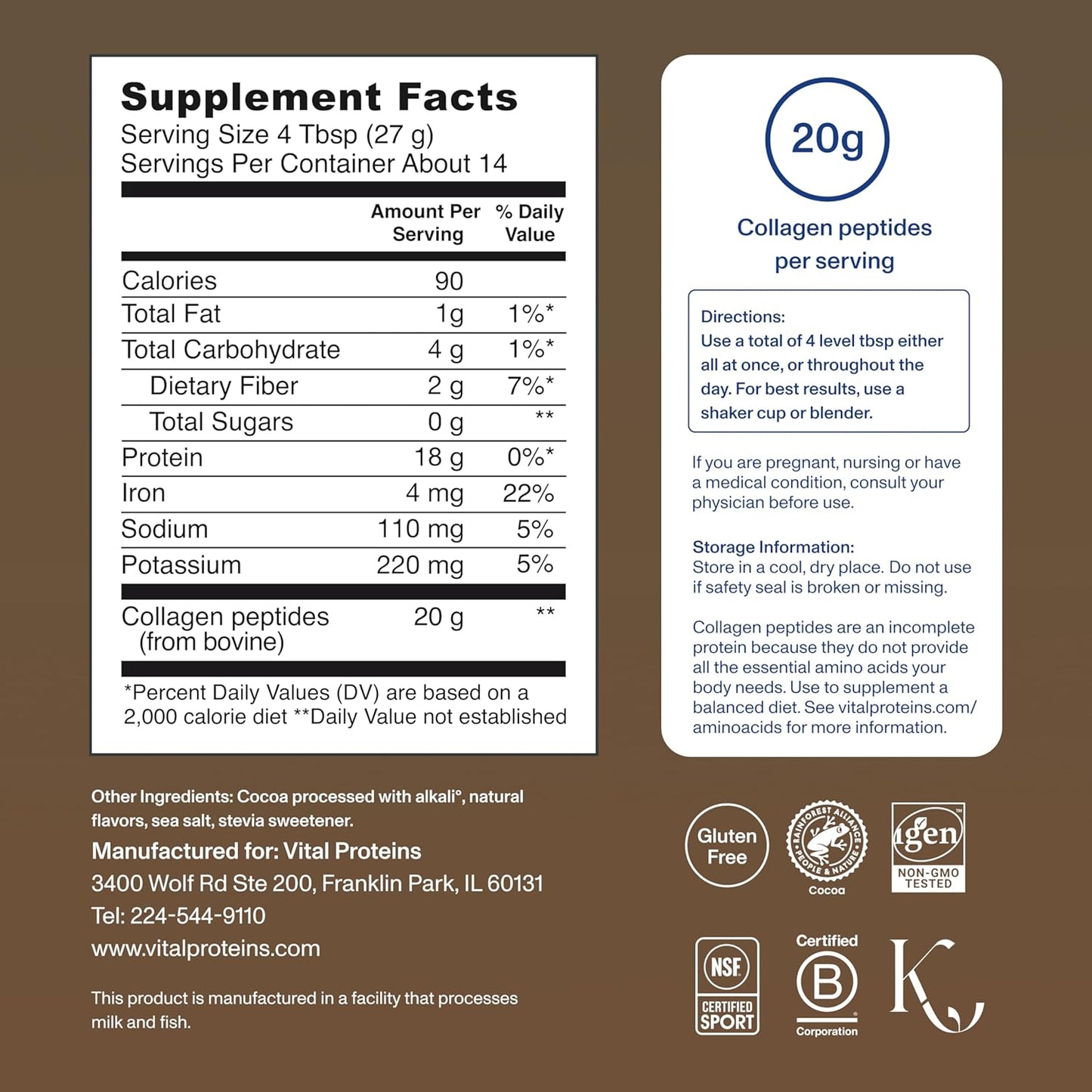 Vital Proteins - Chocolate Collagen Peptides | 383 g (US Version)