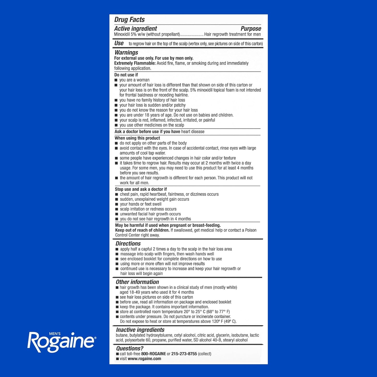 Men's Rogaine Minoxidil 5% Foam 3x 2.11 oz Bottles