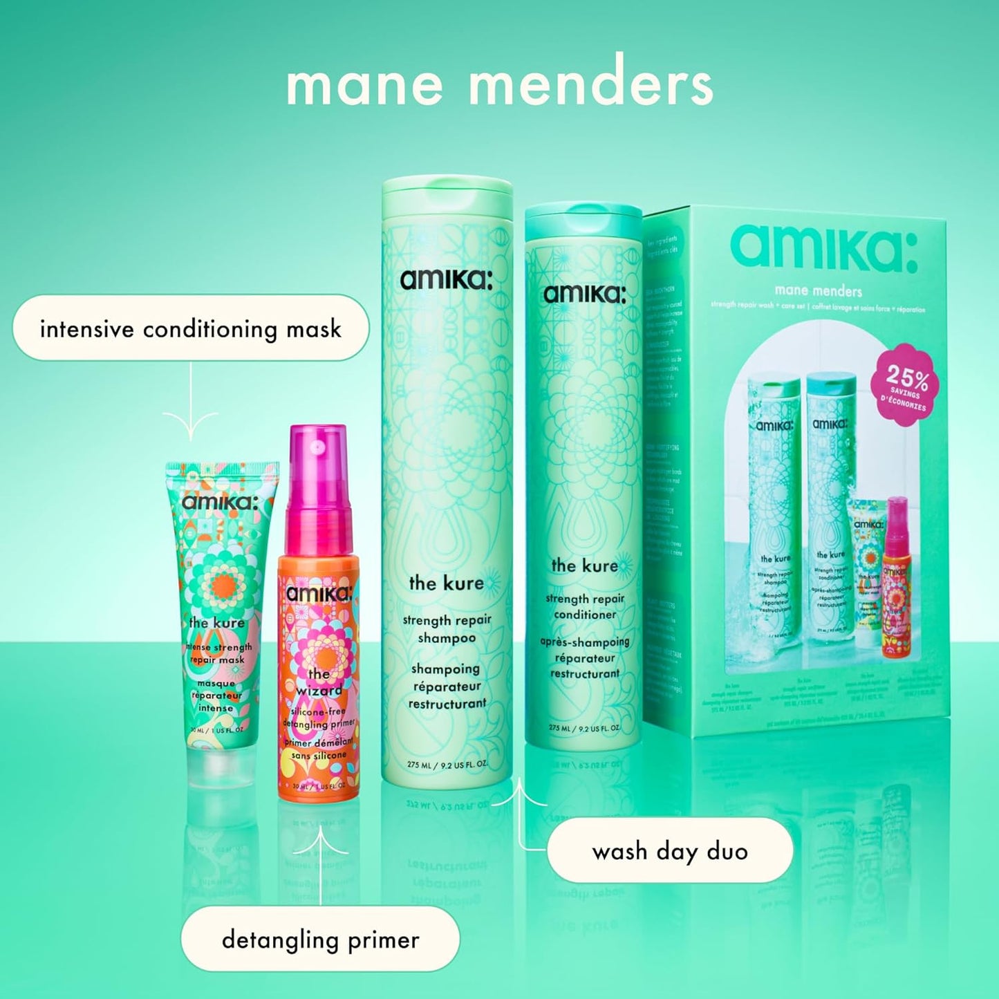 amika - Mane Menders strength Repair Wash + care set