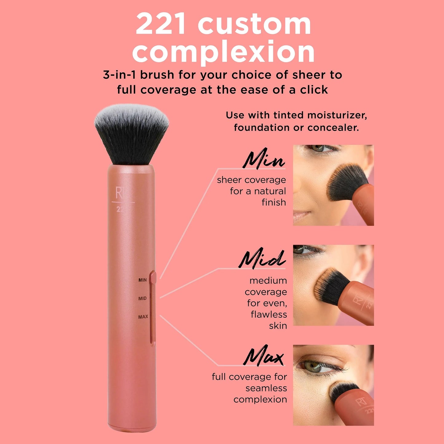 Real Techniques - Custom Complexion Foundation 3IN1 Makeup Brush