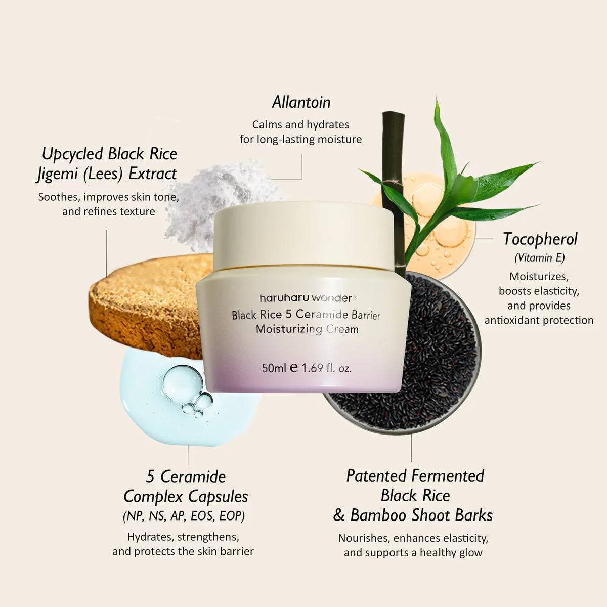 HARUHARU WONDER - Black Rice 5 CERAMIDE BARRIER MOISTURIZING CREAM | 50 ML