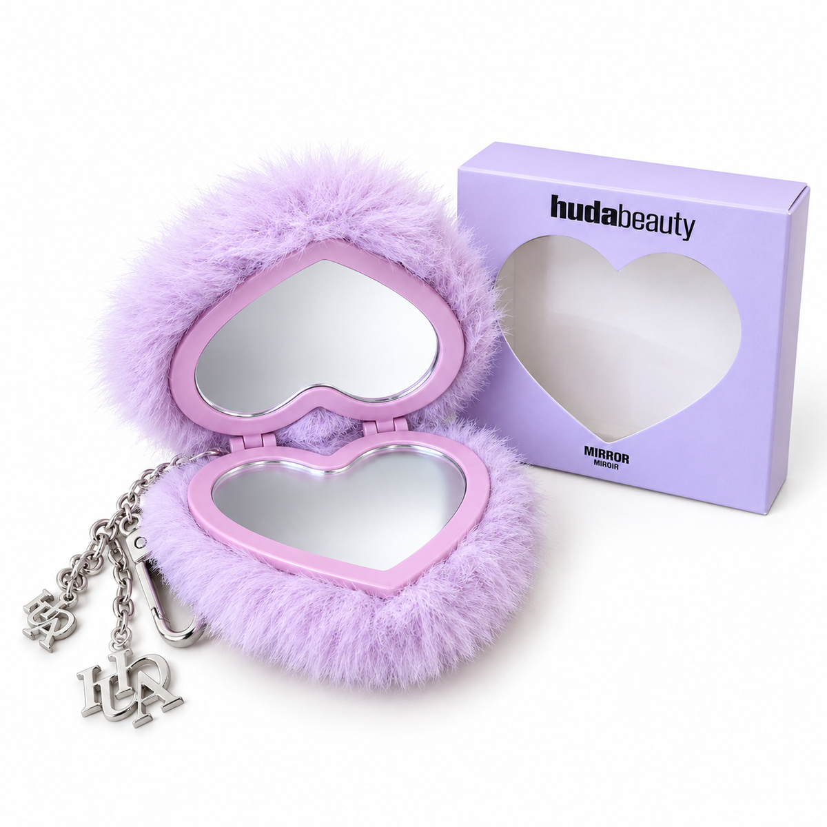 HUDA BEAUTY - FLUFFY LILAC HEART SHAPED MIRROR
