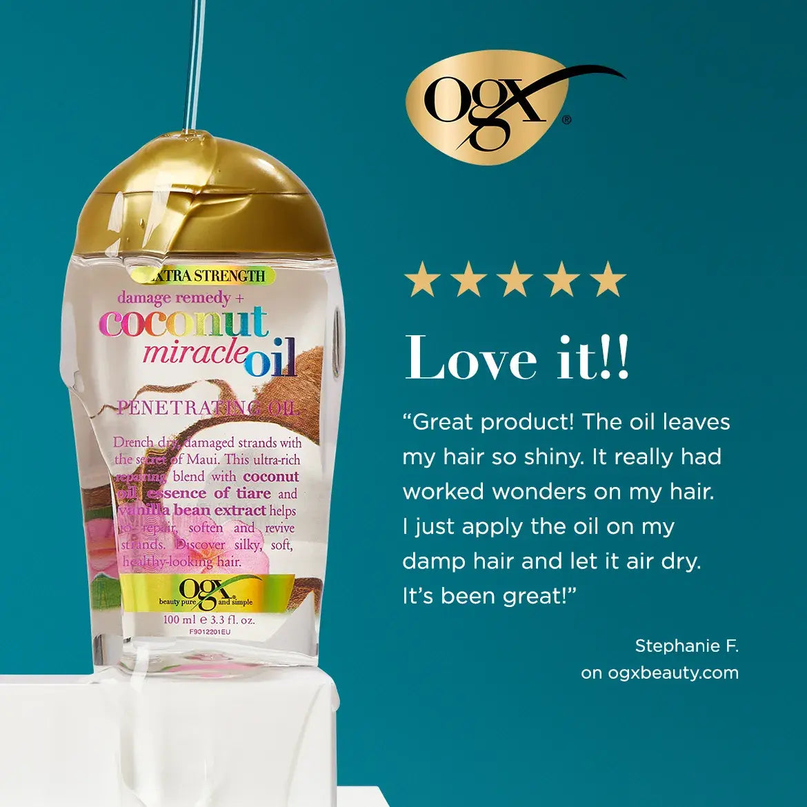 OGX -Extra Strength Damage Remedy + Coconut Miracle Oil Penetrating Hair Oil Treatment | 100 mL