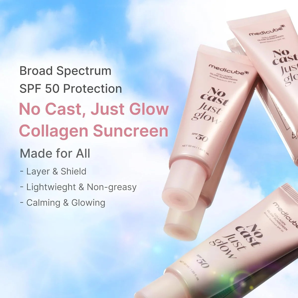 Medicube - No Cast Just Glow Collagen Sunscreen | SPF 50 | 50 mL
