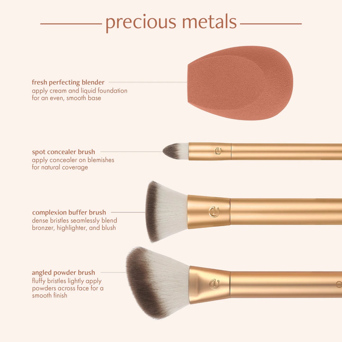 Ecotools - Precious Metal Face Blend And Sculpt Kit