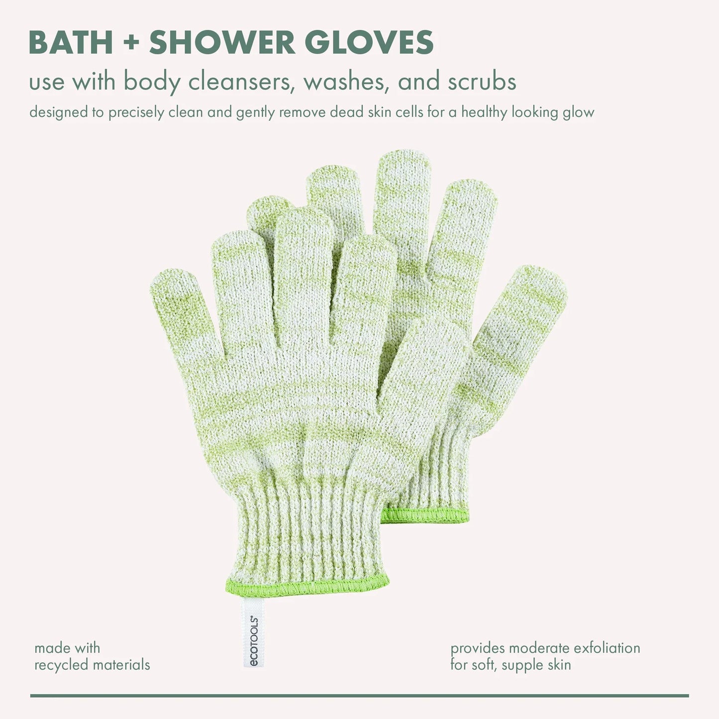 Ecotools - Exfoliating Bath & Shower Gloves, Green