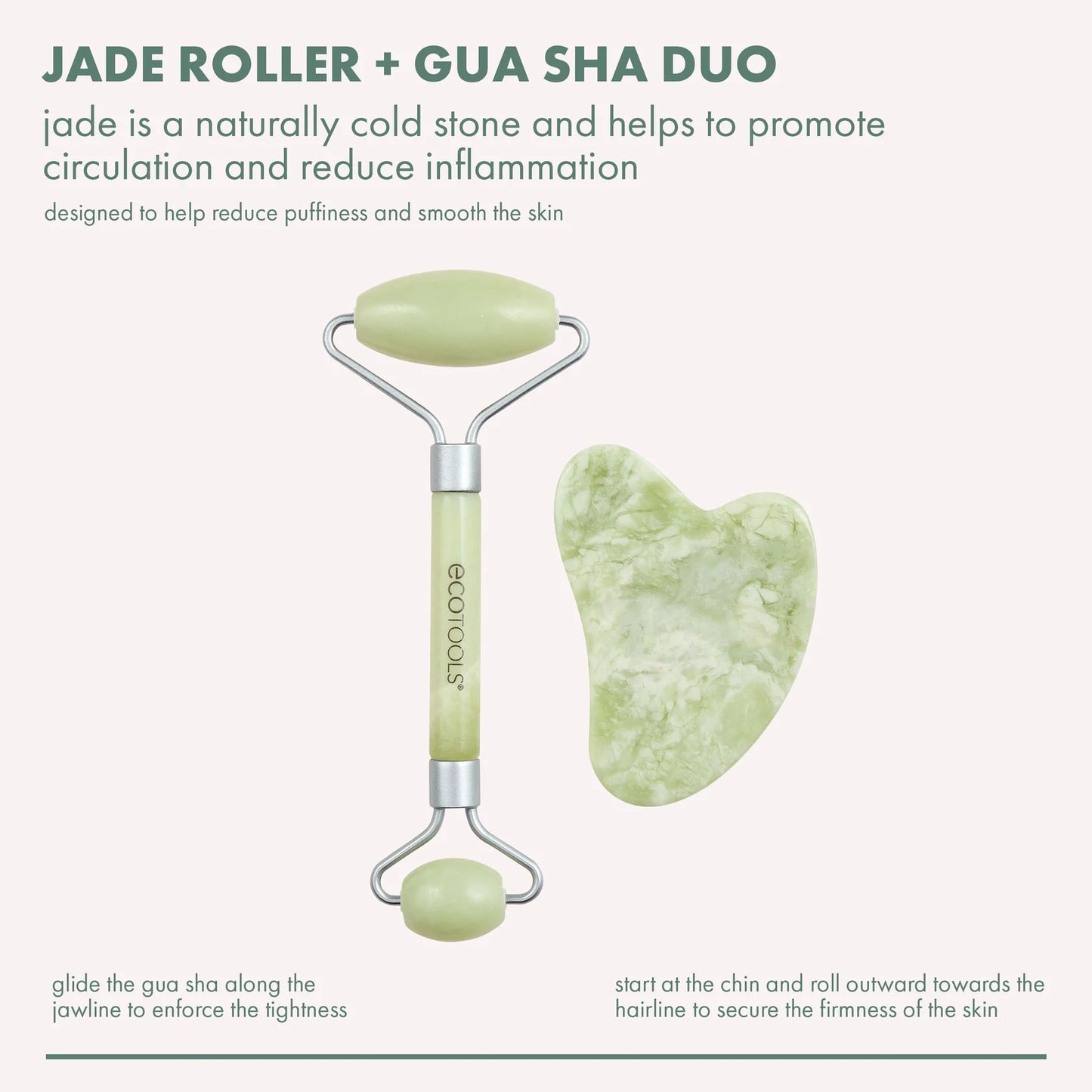 Ecotools - Jade Facial Roller and Gua Sha Stone Duo