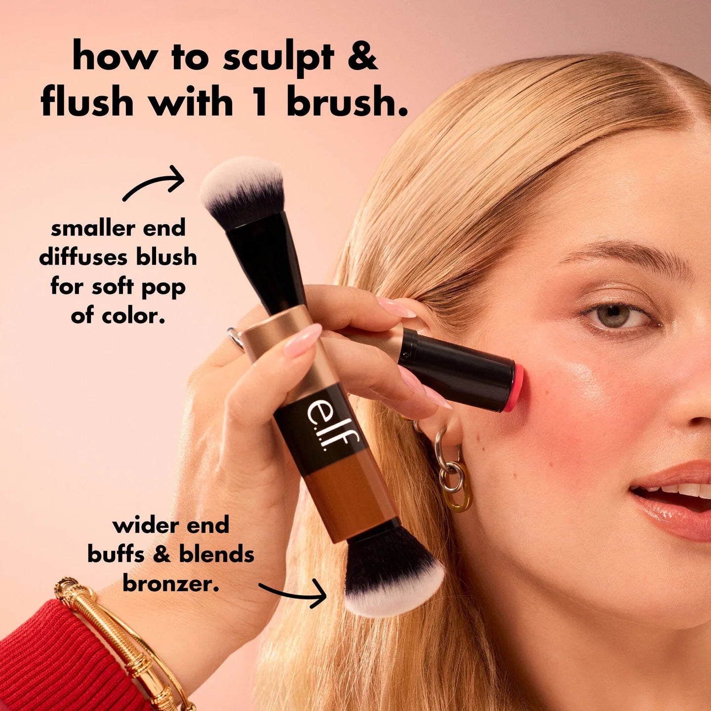 e.l.f. CREAM BLUSH & BRONZER DUO BRUSH