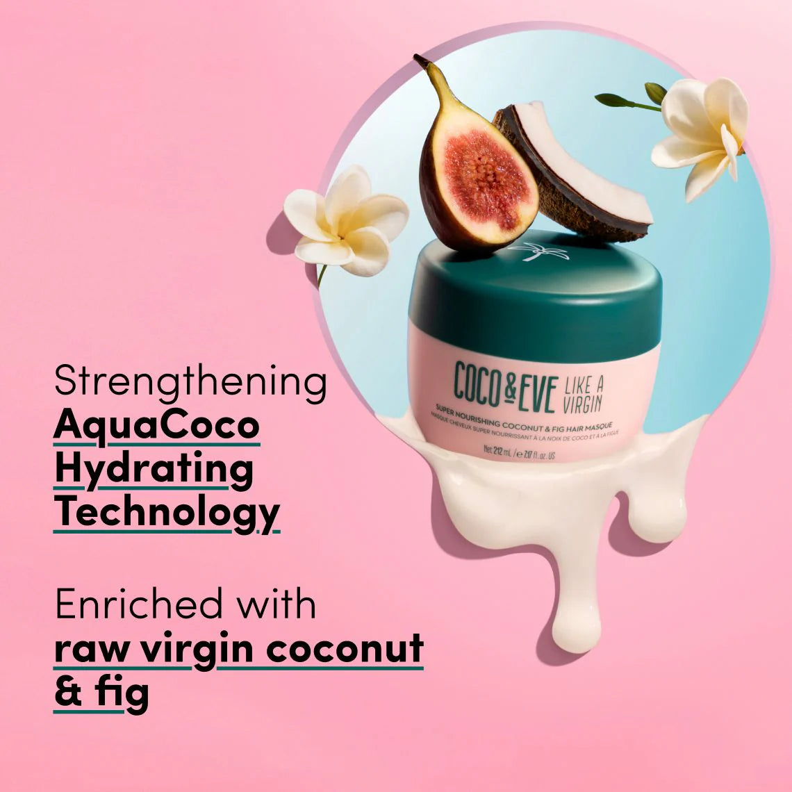 Coco & Eve - Like a Virgin Hair Masque - Coconut & Fig Hair Mask for Dry Damaged hair with Shea Butter & Argan Oil | 212 mL