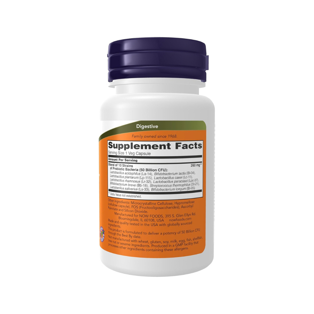 NOW - Foods Supplements, Probiotic-10™, 25 Billion | 50 VEG CAPSULES