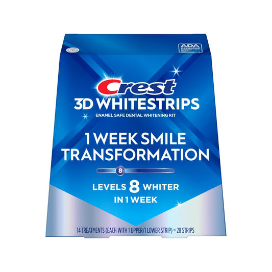 CREST 3D WHITESTRIPS 1 WEEK TRANSFORMATION 14 TREATMENTS, 8 LEVELS WHITER
