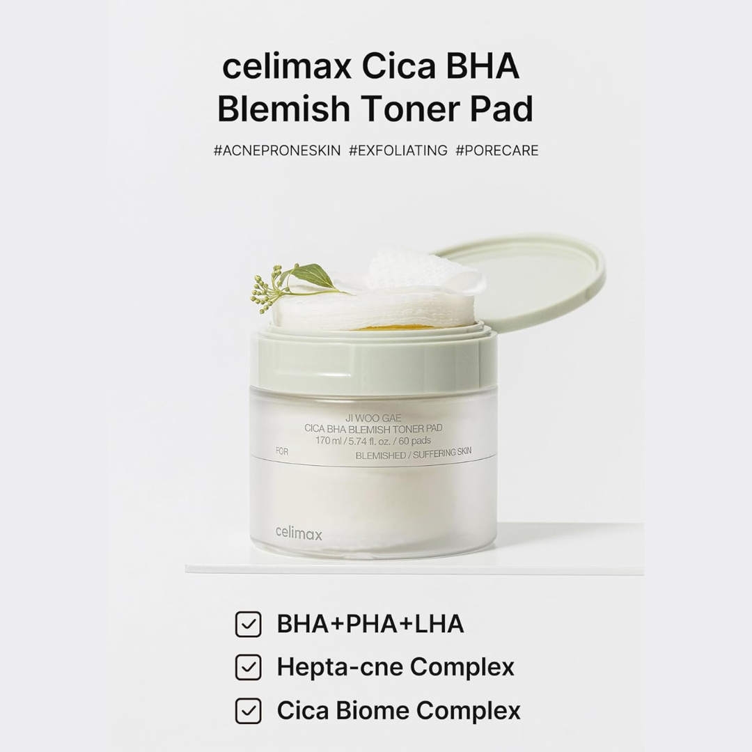 Celimax - Ji.Woo.Gae CICA BHA Blemish Toner Pad | 60 Pads