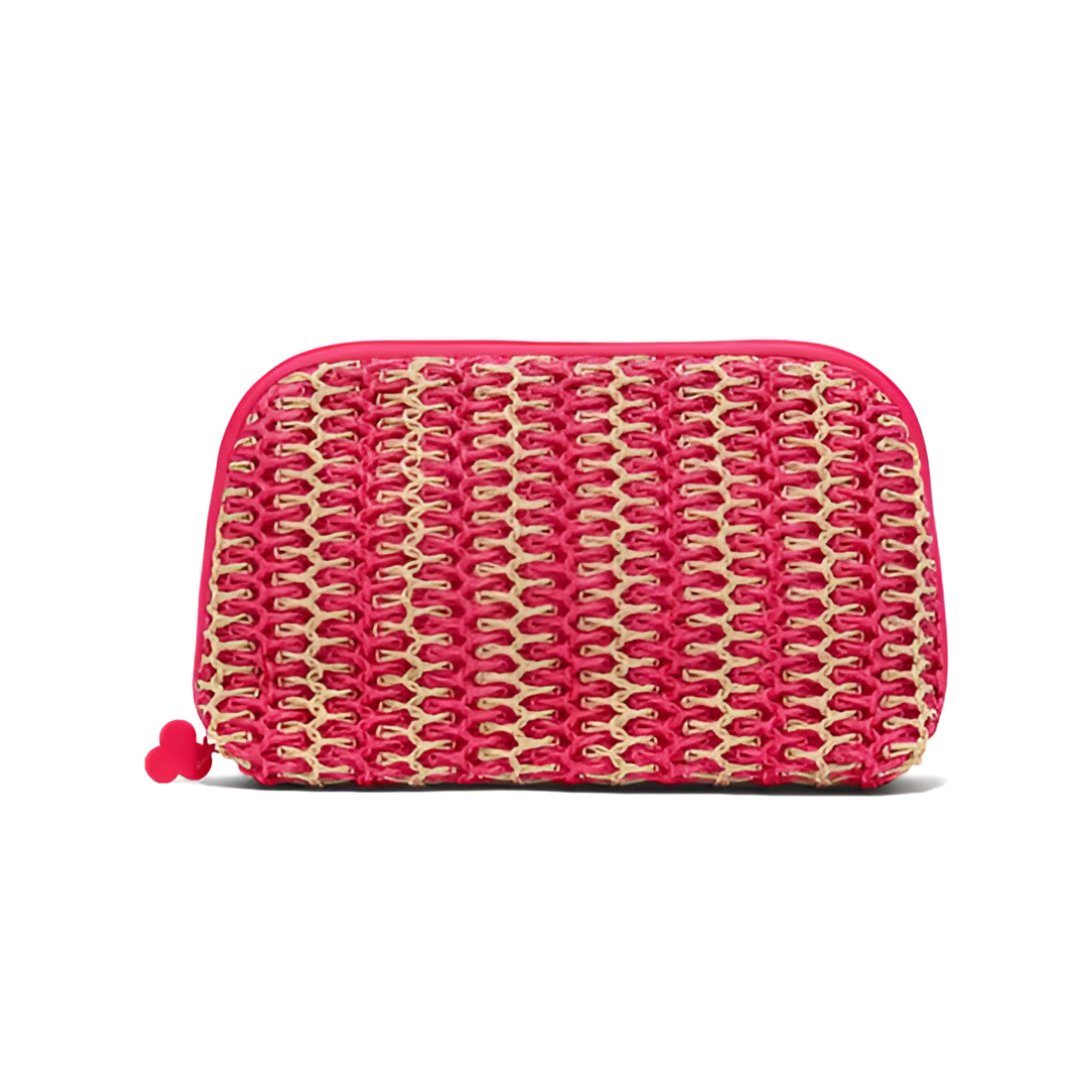 BENEFIT - Woven Straw Pink Pouch