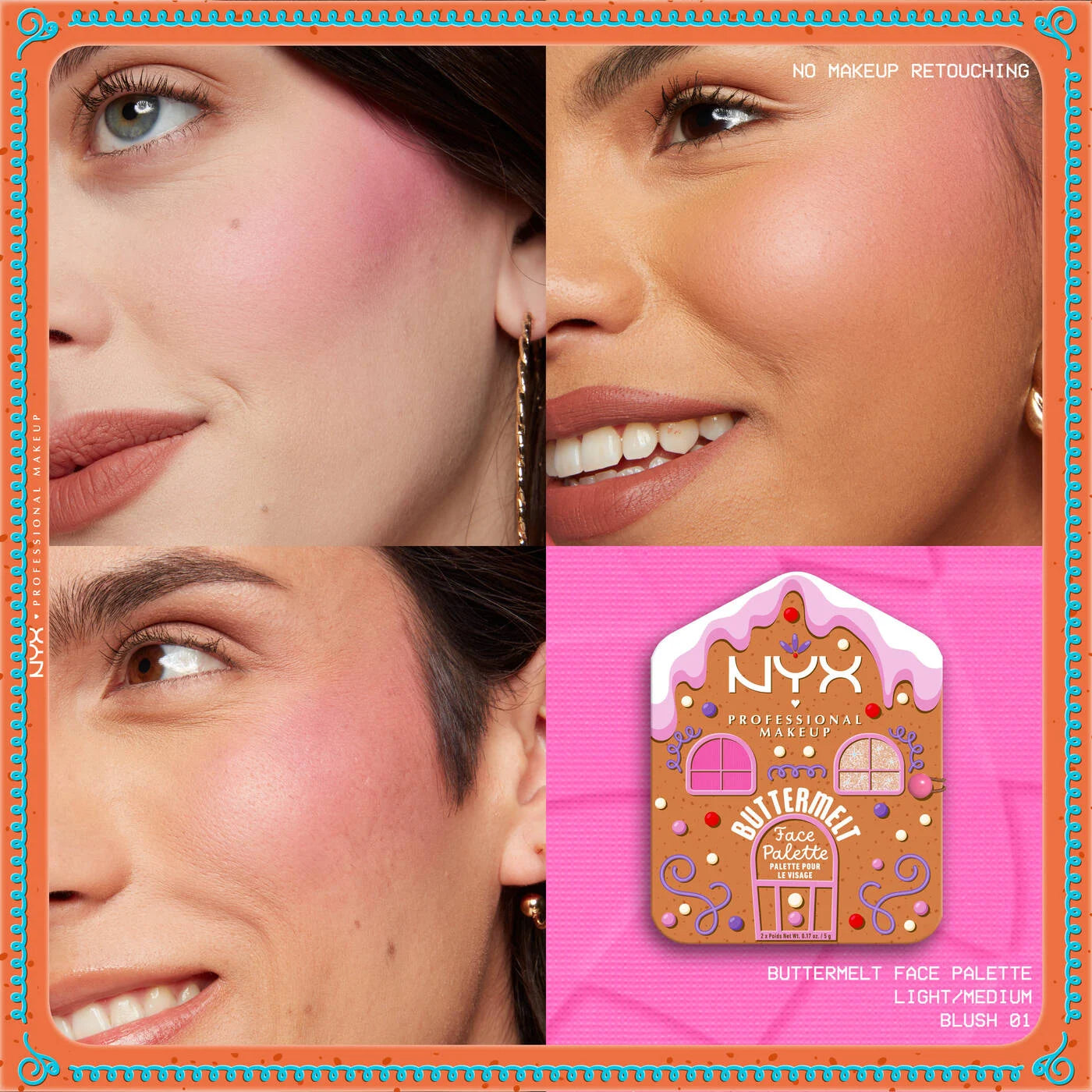 NYX - Holiday Buttermelt Face Palette | LIGHT/MEDIUM - Light fuchsia with soft nude