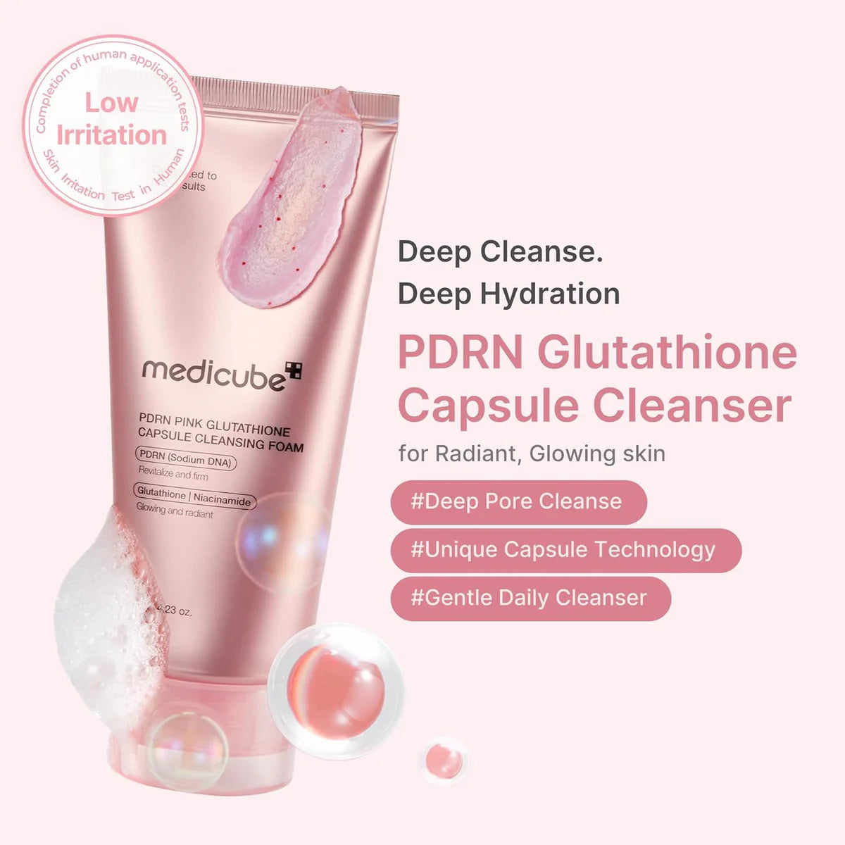MEDICUBE - PDRN PINK GLUTATHIONE CAPSULE CLEANSING FOAM | 120 G