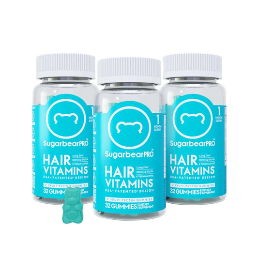 Sugarbear Pro Hair Vitamin Vegan Gummies - 3 Month Pack + Brush