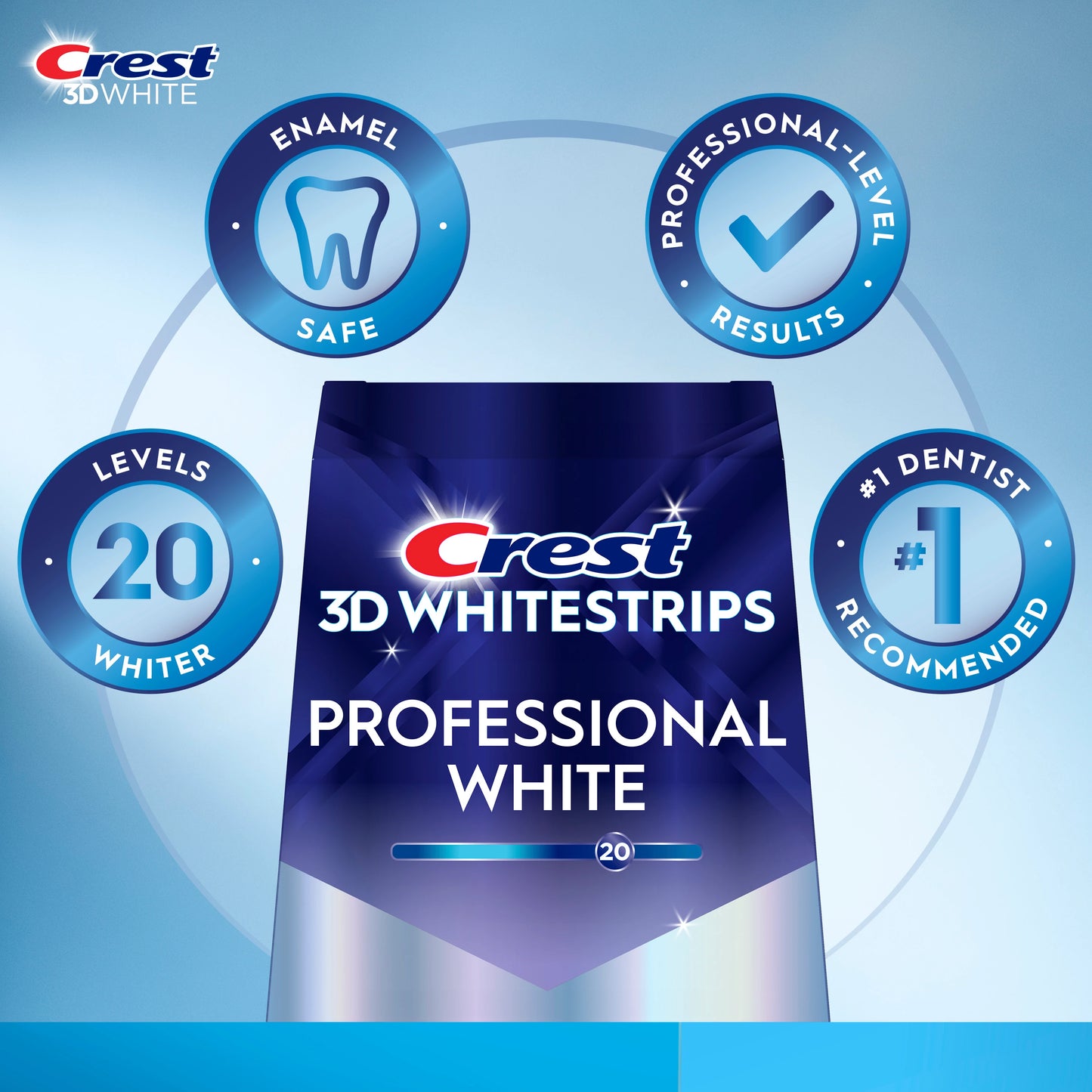 CREST 3D WHITESTRIPS PROFESSIONAL WHITE 22 TREATMENTS, 20 LEVELS WHITER