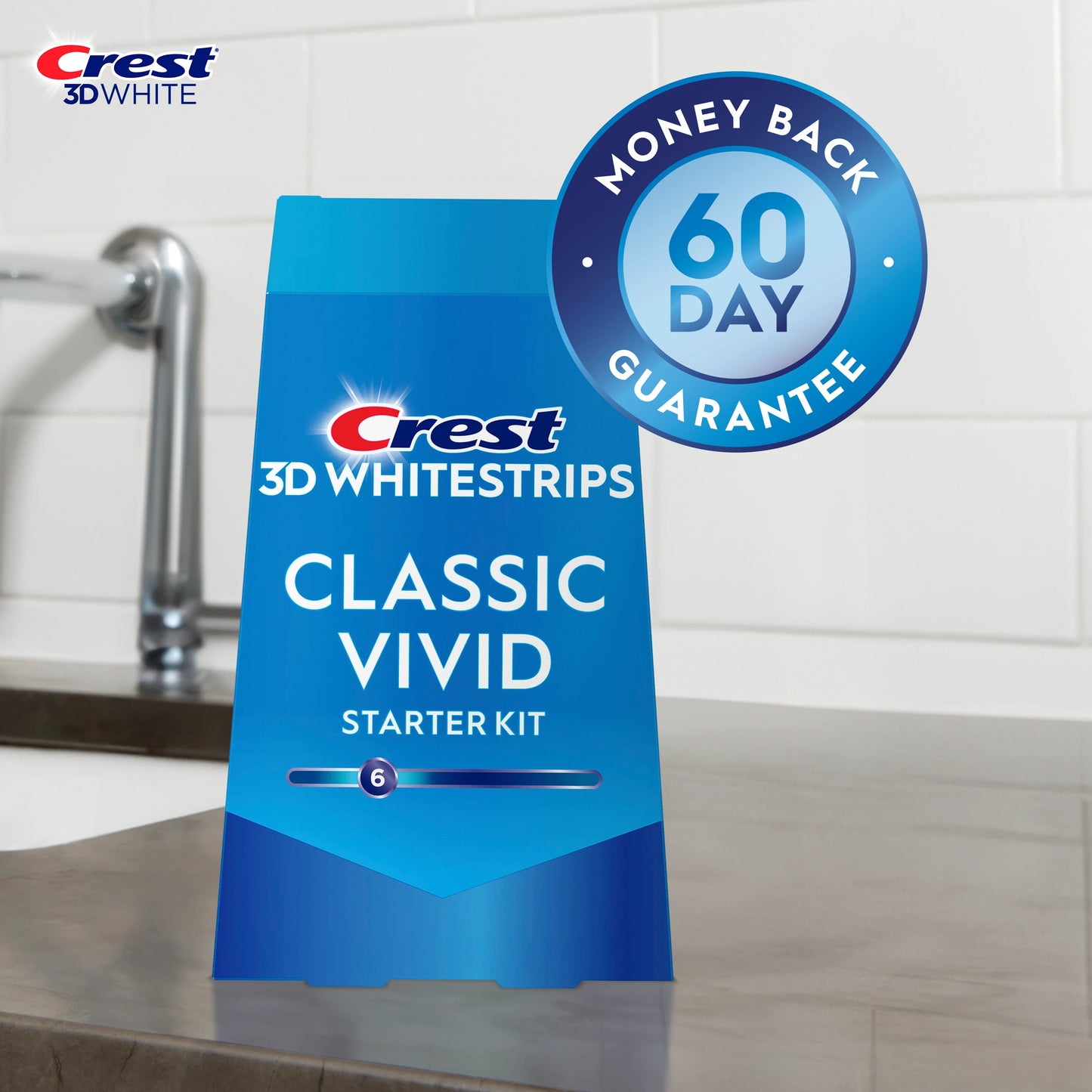 CREST 3D WHITESTRIPS VIVID WHITE 10 TREATMENTS, 6 LEVELS WHITER IN 10 DAYS