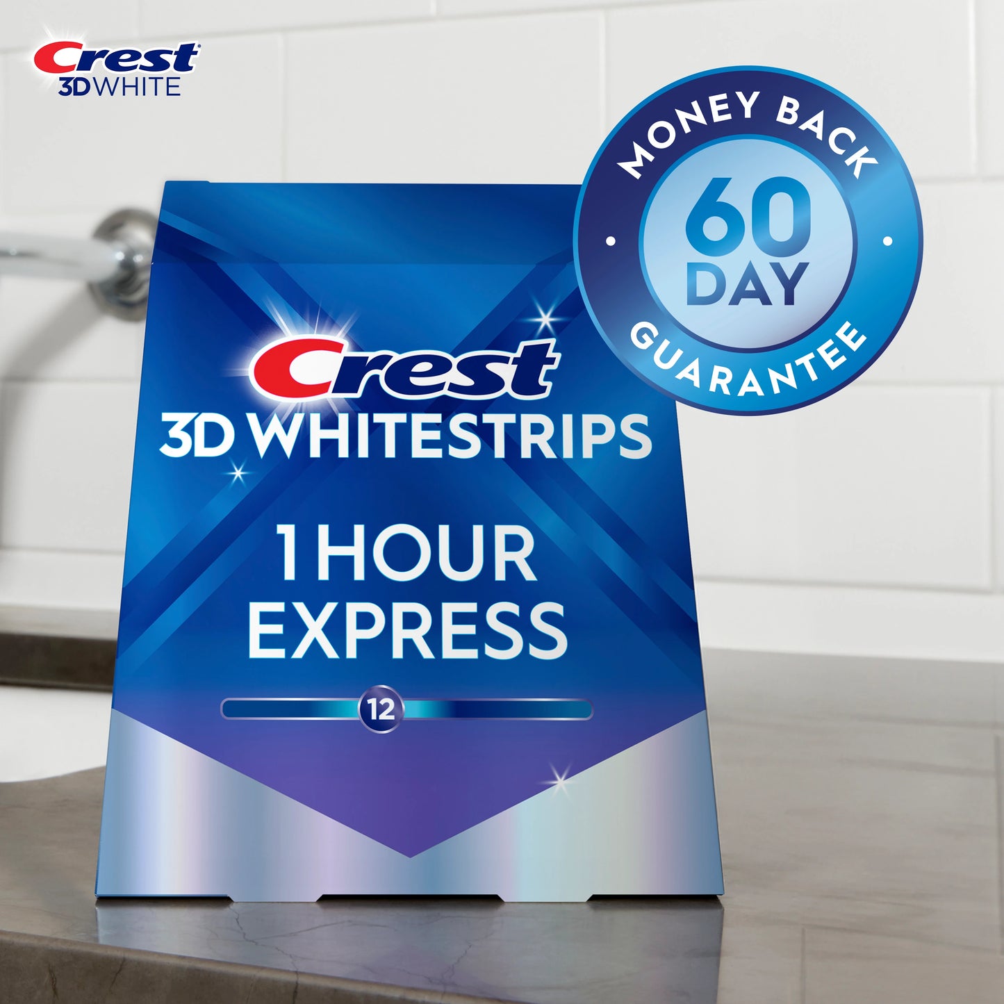 CREST 3D WHITESTRIPS 1 HOUR EXPRESS 10 TREATMENTS, 12 LEVELS WHITER