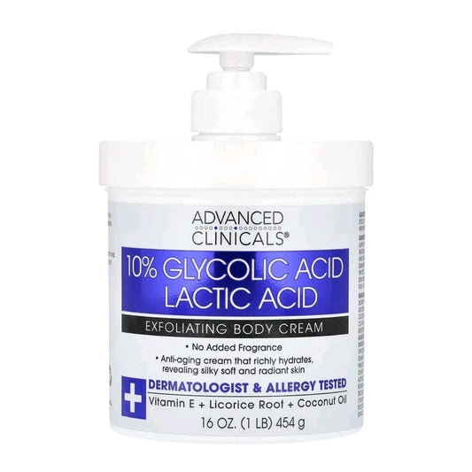 Advanced Clinicals - 10% Glycolic Acid + Lactic Acid Body Lotion | 454 g