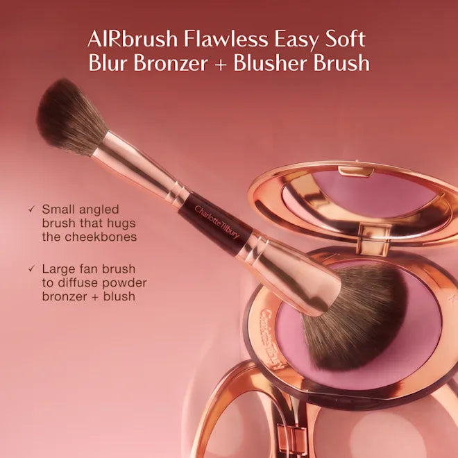 Charlotte Tilbury - AIRBRUSH FLAWLESS EASY SOFT BLUR BRONZER + BLUSHER BRUSH | ROSE GOLD & NIGHT CRIMSON