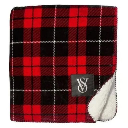 Victoria's Secret - Tartan Red Plaid Cozy Plush Blanket 127X152 CM