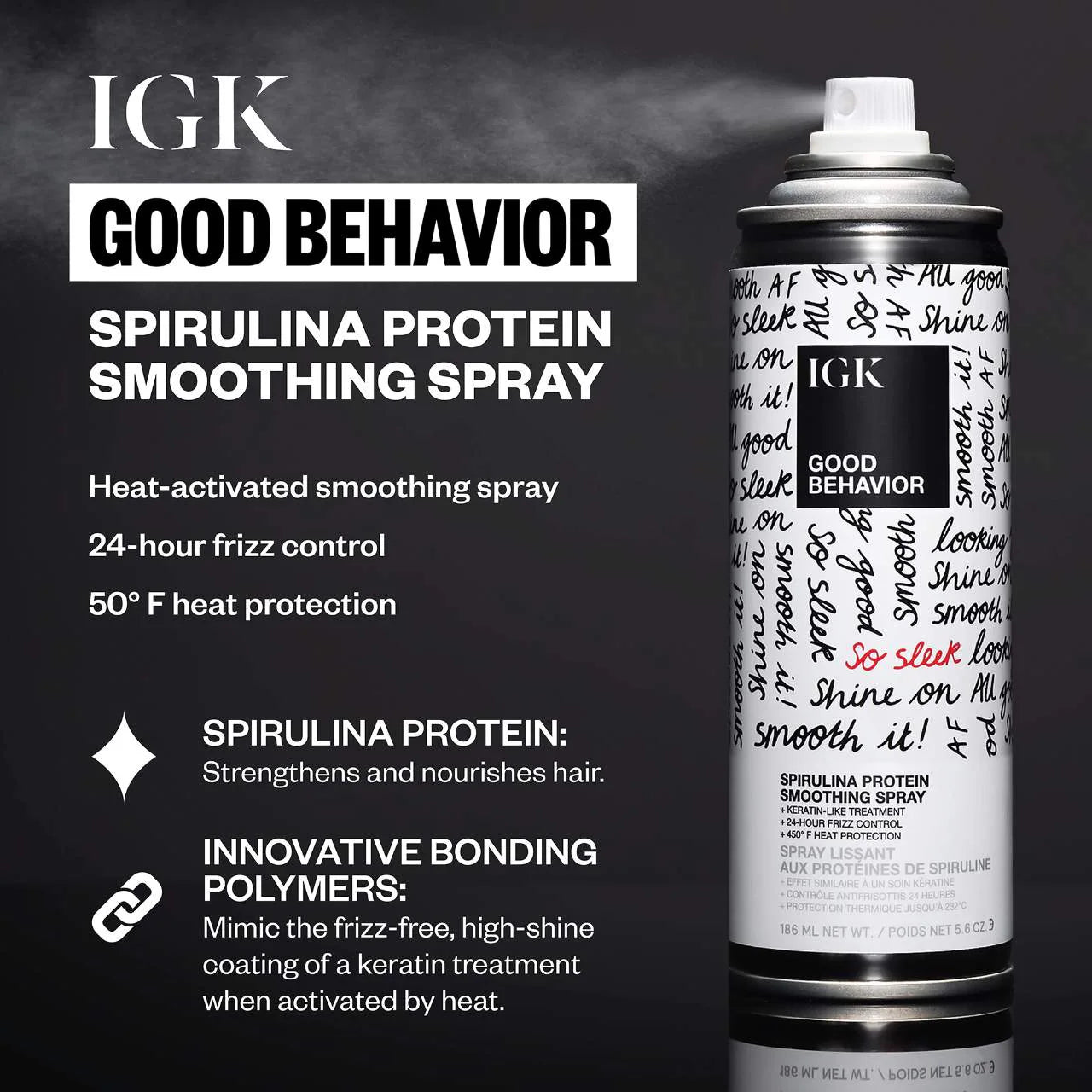 IGK - Good Behavior Spirulina Protein Anti-Frizz Smoothing Spray | 186 mL