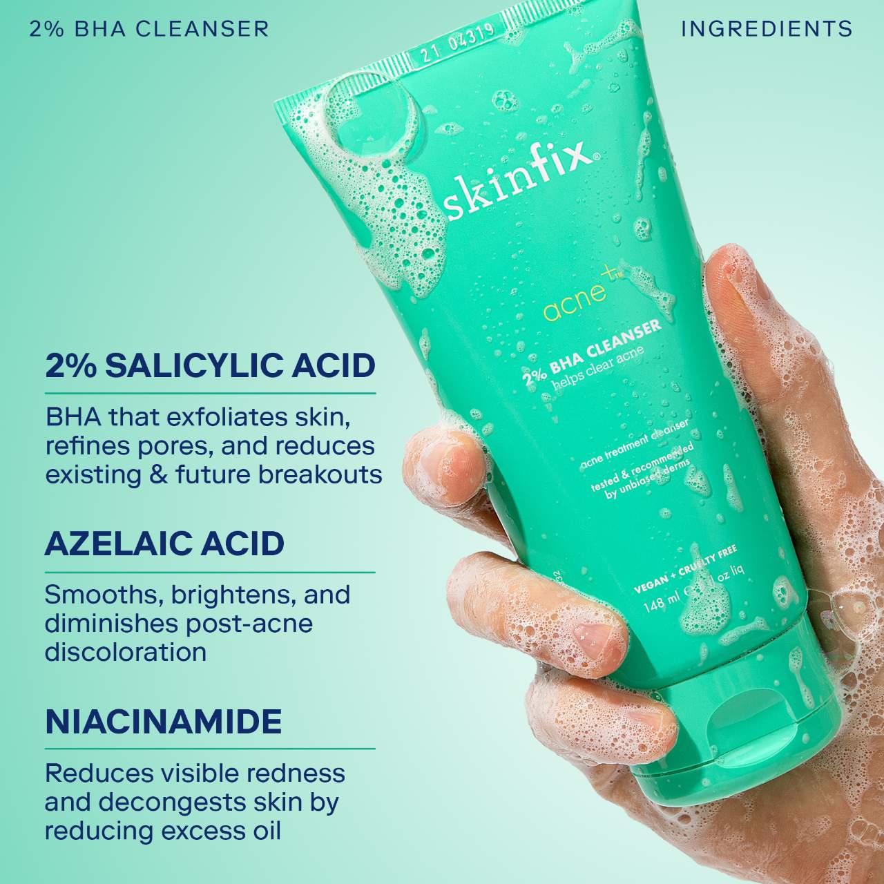 Skinfix - Acne+ 2% BHA + Azelaic Acid + Niacinamide + AHA Cleanser | 148 mL