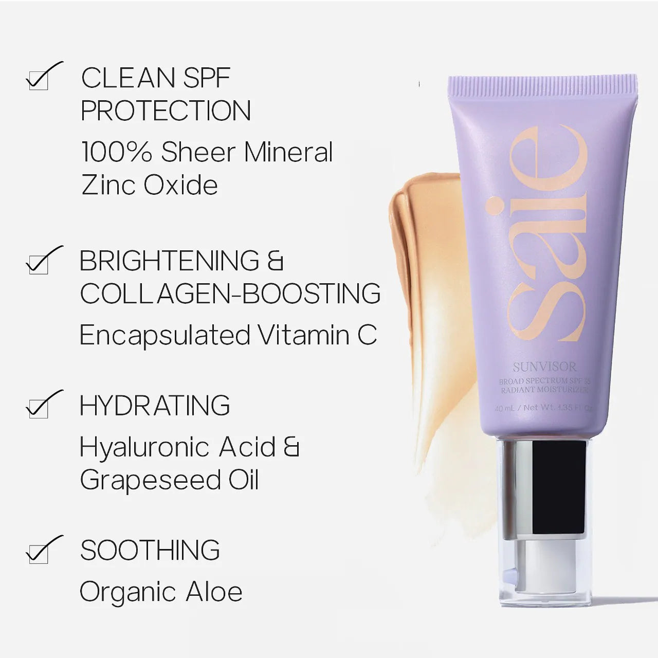 Saie - Sunvisor Radiant Moisturizing Face Sunscreen SPF 35 | 15 mL