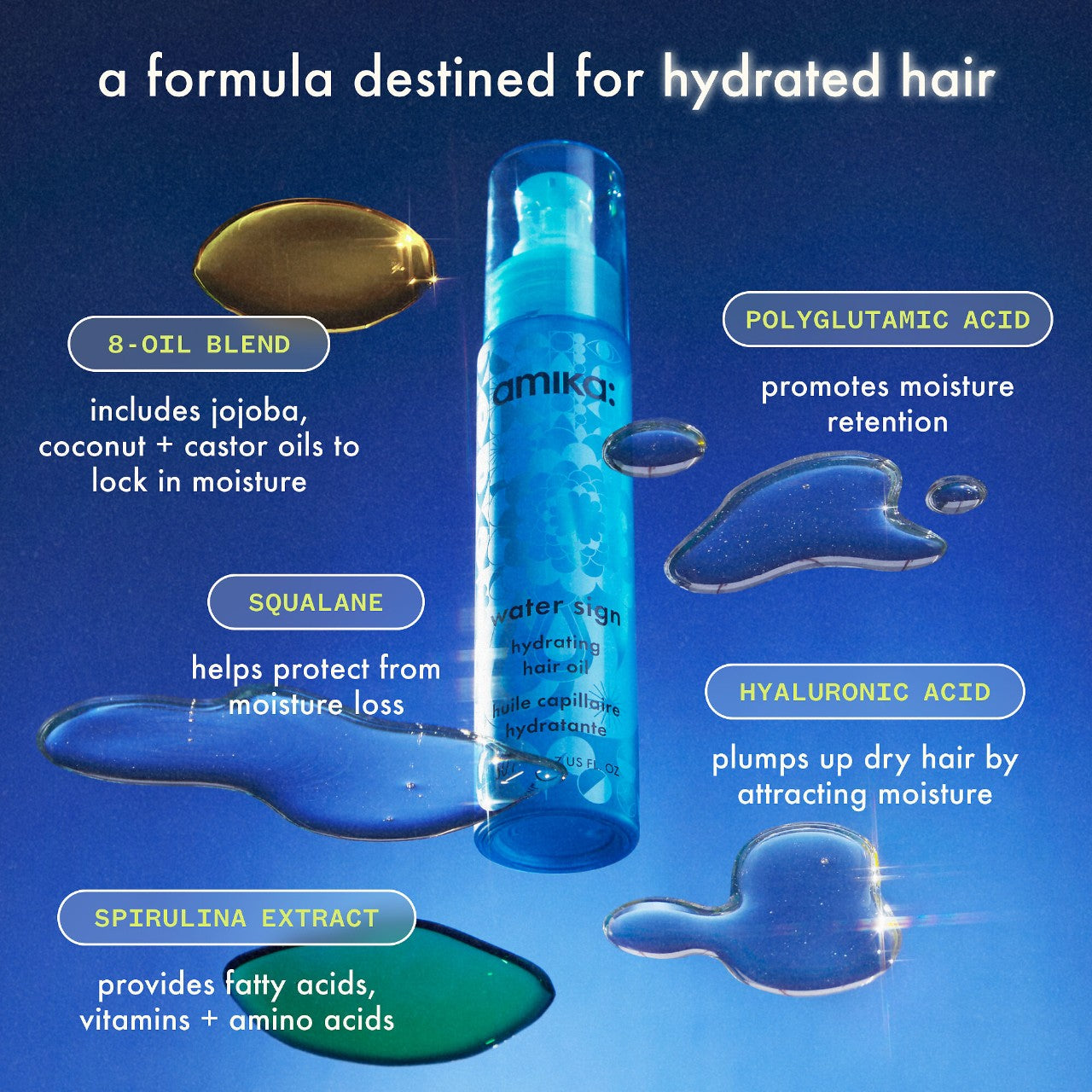 amika - Water Sign Hydrating Hair Oil with Hyaluronic Acid | 50 mL