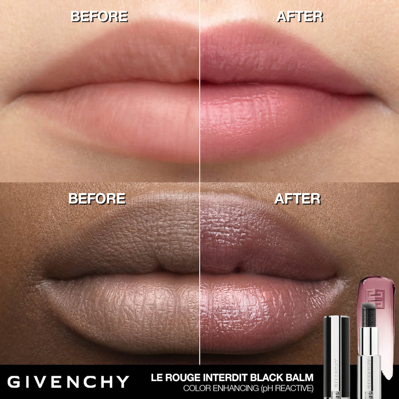 Givenchy - Le Rouge Interdit pH Reactive Hydrating Universal Black Lip Balm | N10- Revealing Color - Color Enhancing (Ph Reactive)
