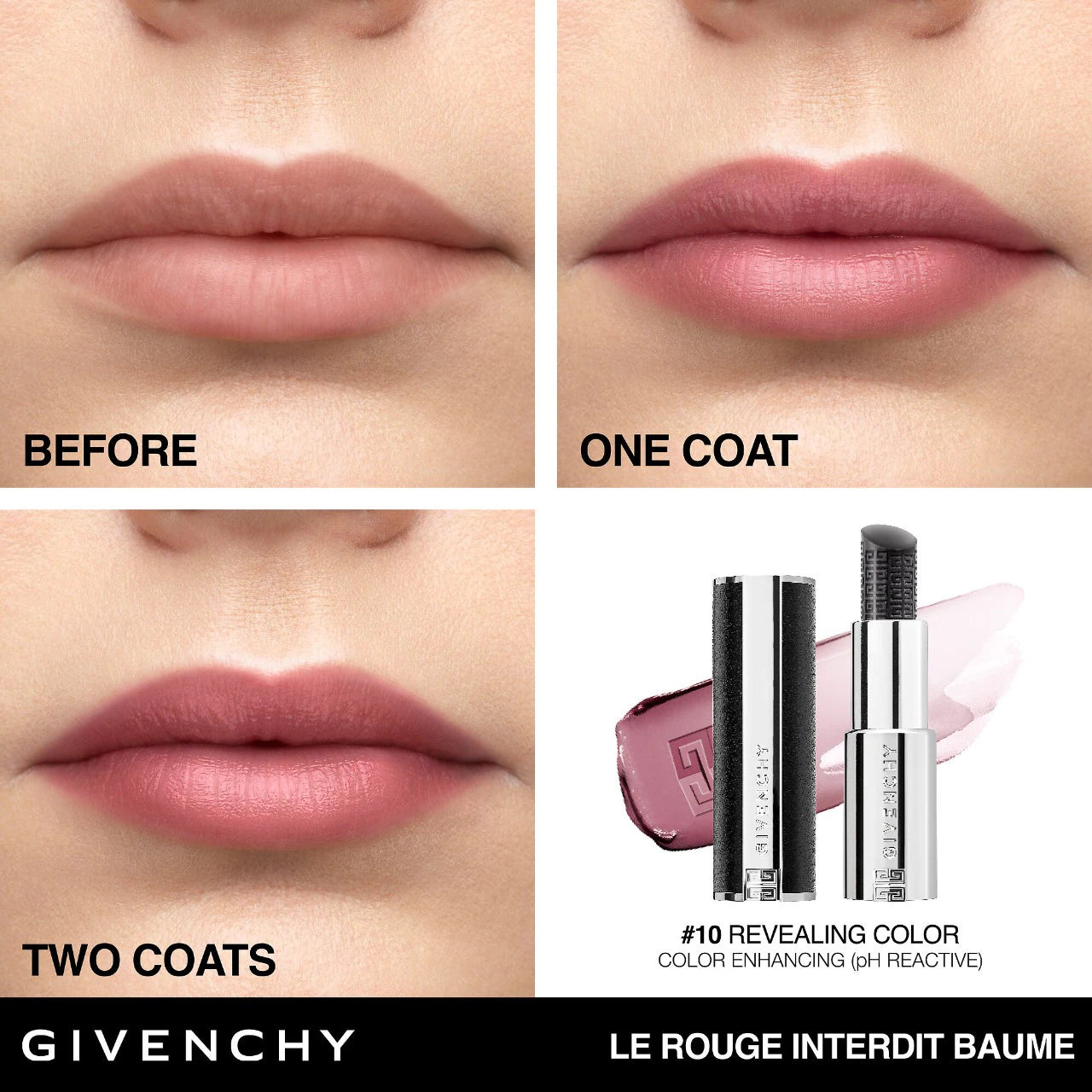 Givenchy - Le Rouge Interdit pH Reactive Hydrating Universal Black Lip Balm | N10- Revealing Color - Color Enhancing (Ph Reactive)