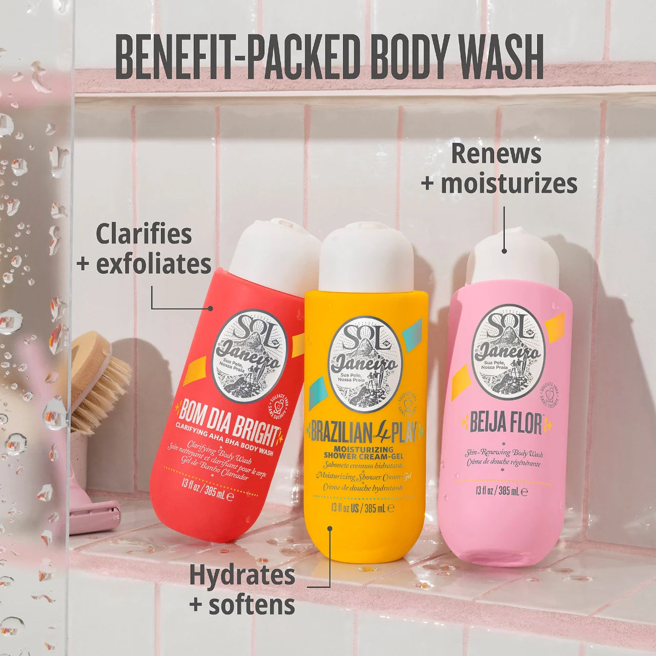 SOL DE JANEIRO 4 Play Moisturizing Shower Cream Gel Body Wash  385mL : Beauty & Personal Care