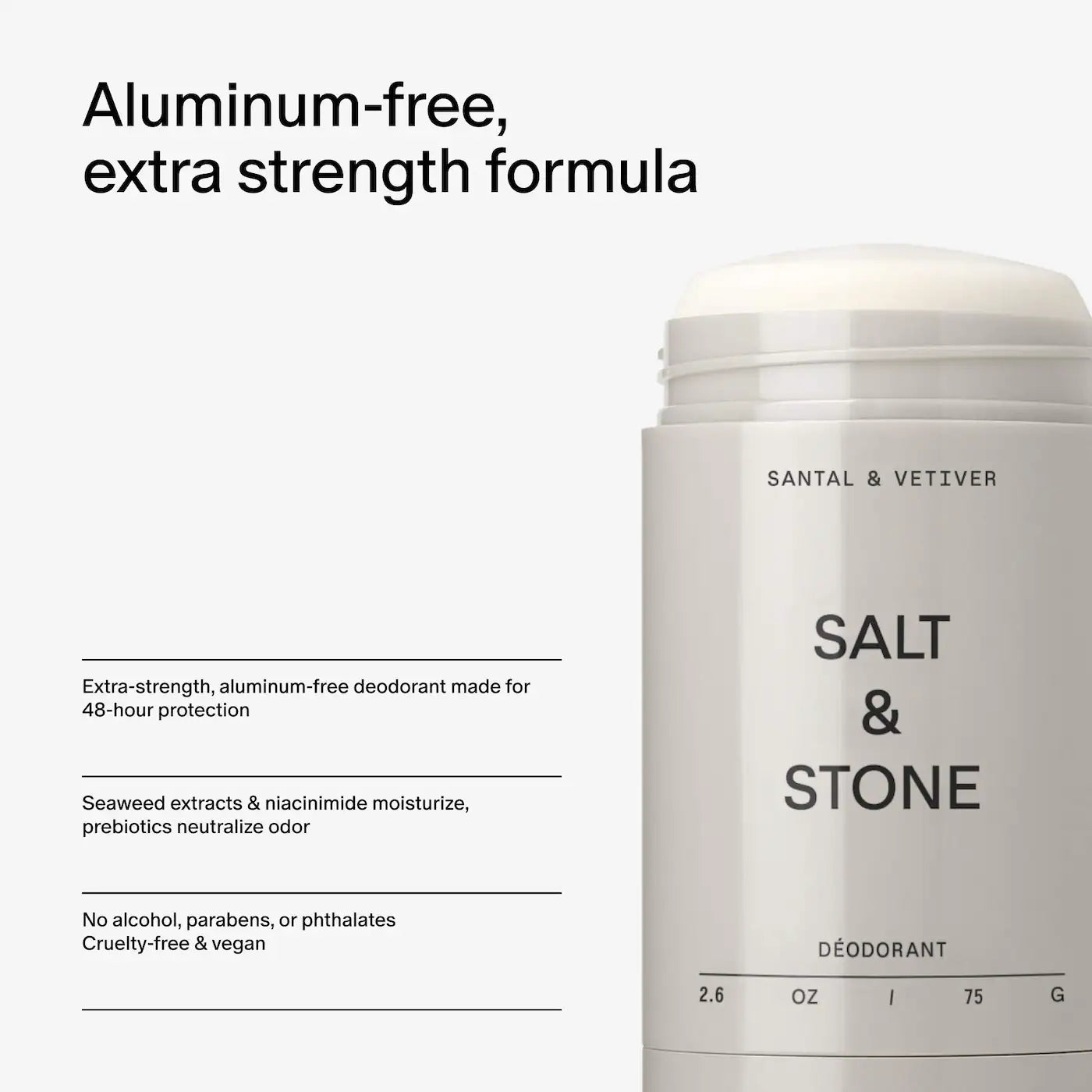 SALT & STONE - Santal & Vetiver Extra-Strength Aluminum-Free Deodorant