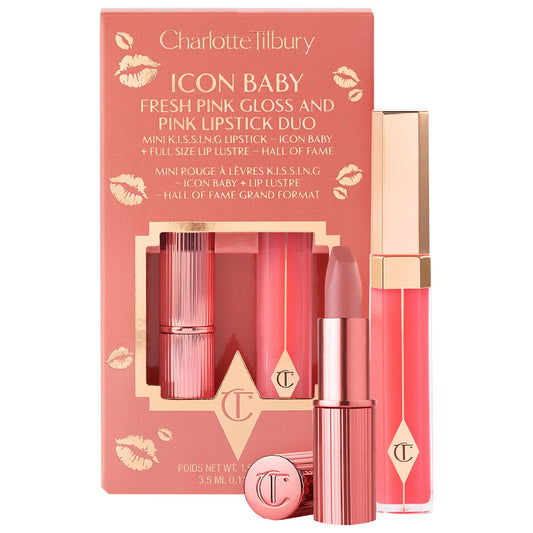 Charlotte Tilbury - K.I.S.S.I.N.G Lipstick and Lip Gloss Duos | Icon Baby - warm nude baby pink