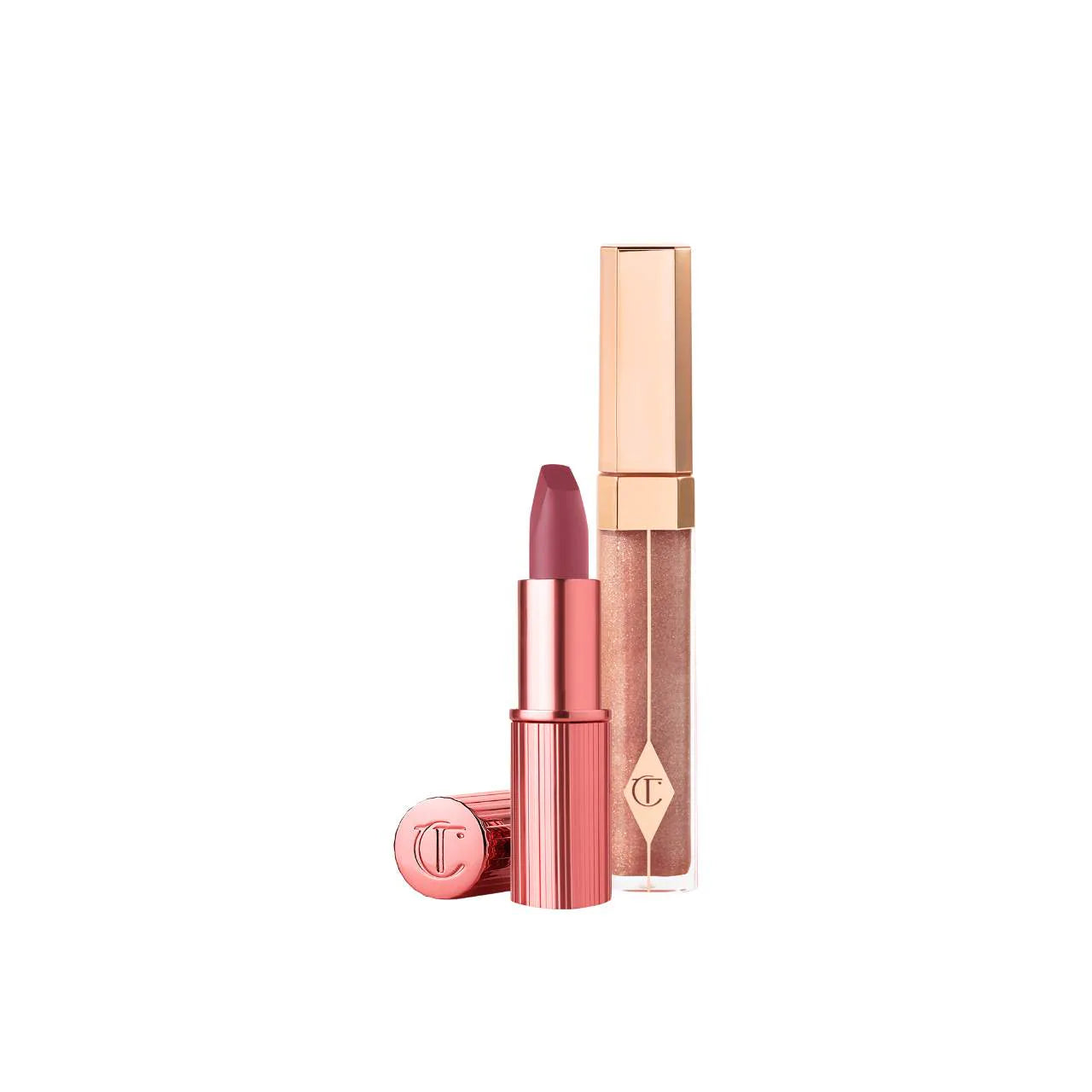 Charlotte Tilbury - K.I.S.S.I.N.G Lipstick and Lip Gloss Duos | 90's Pink - warm rosewood pink