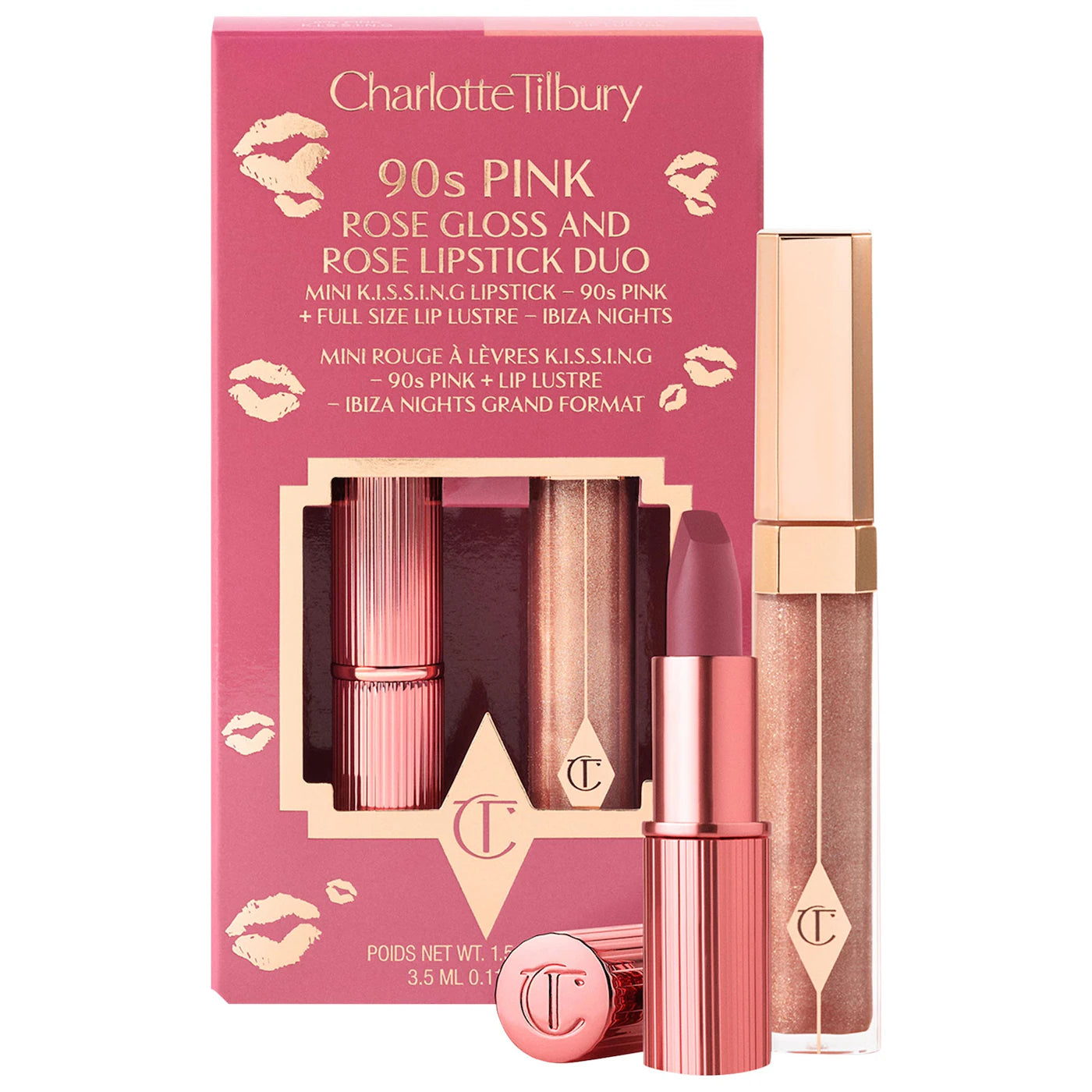 Charlotte Tilbury - K.I.S.S.I.N.G Lipstick and Lip Gloss Duos | 90's Pink - warm rosewood pink