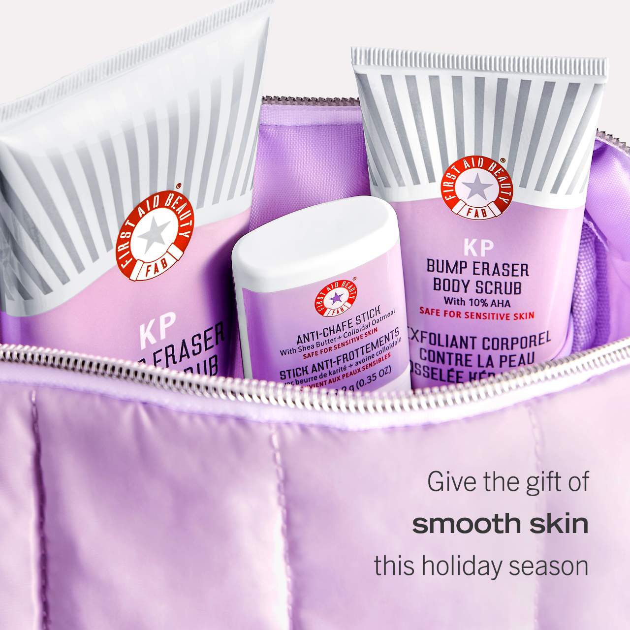 First Aid Beauty - Snowed In with Smooth Skin - Body Holiday Gift Set and Travel Bag