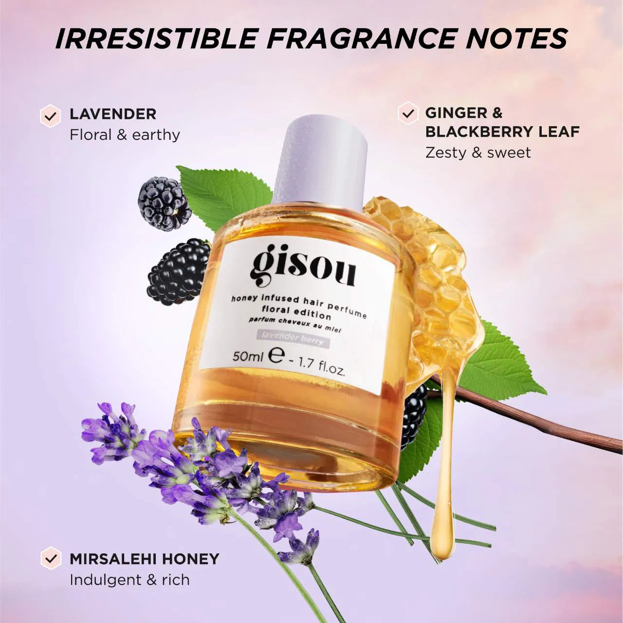 Gisou - Mini Lavender Berry Honey Infused Hair Perfume | 15 mL