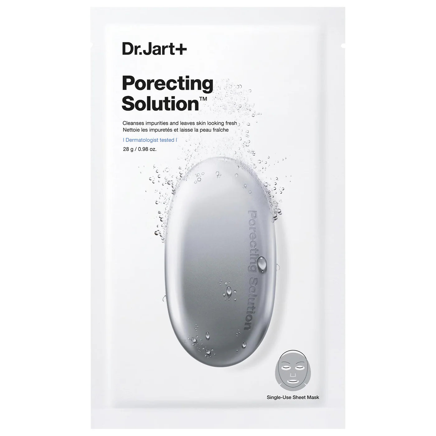 Dr. Jart+ - Dermask Porecting Solution Korean Charcoal Face Mask | Sheet Mask for Oily Skin