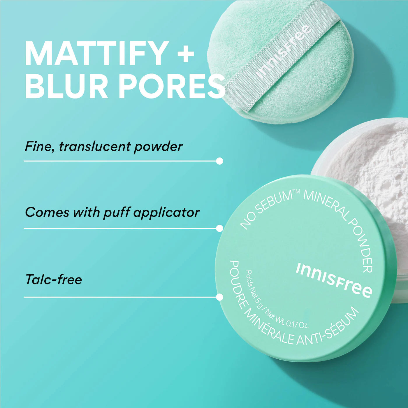 innisfree - No Sebum Matte Mineral Blurring Loose Setting Powder