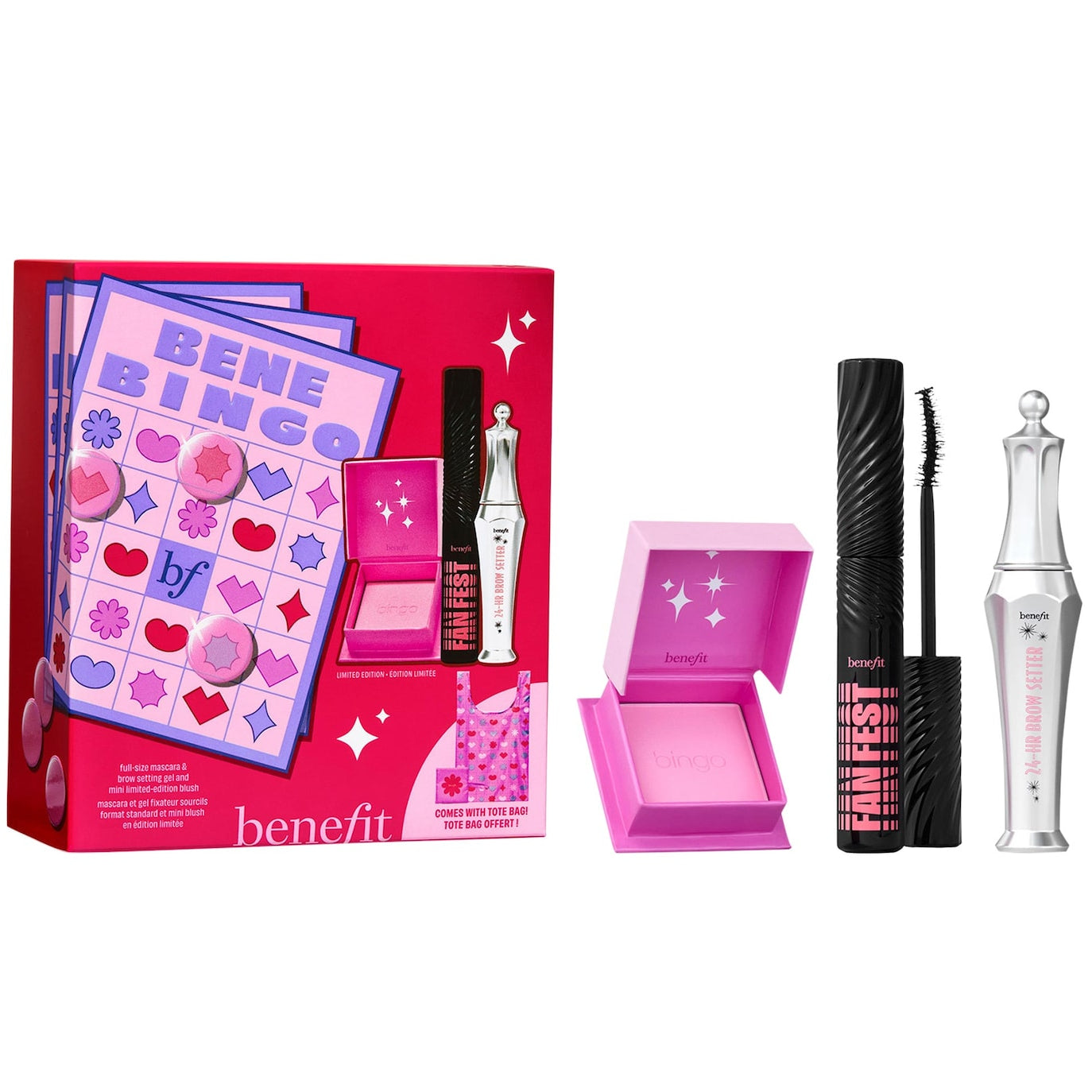 Benefit Cosmetics - Benebingo full-size mascara, brow setting gel & blush makeup gift set