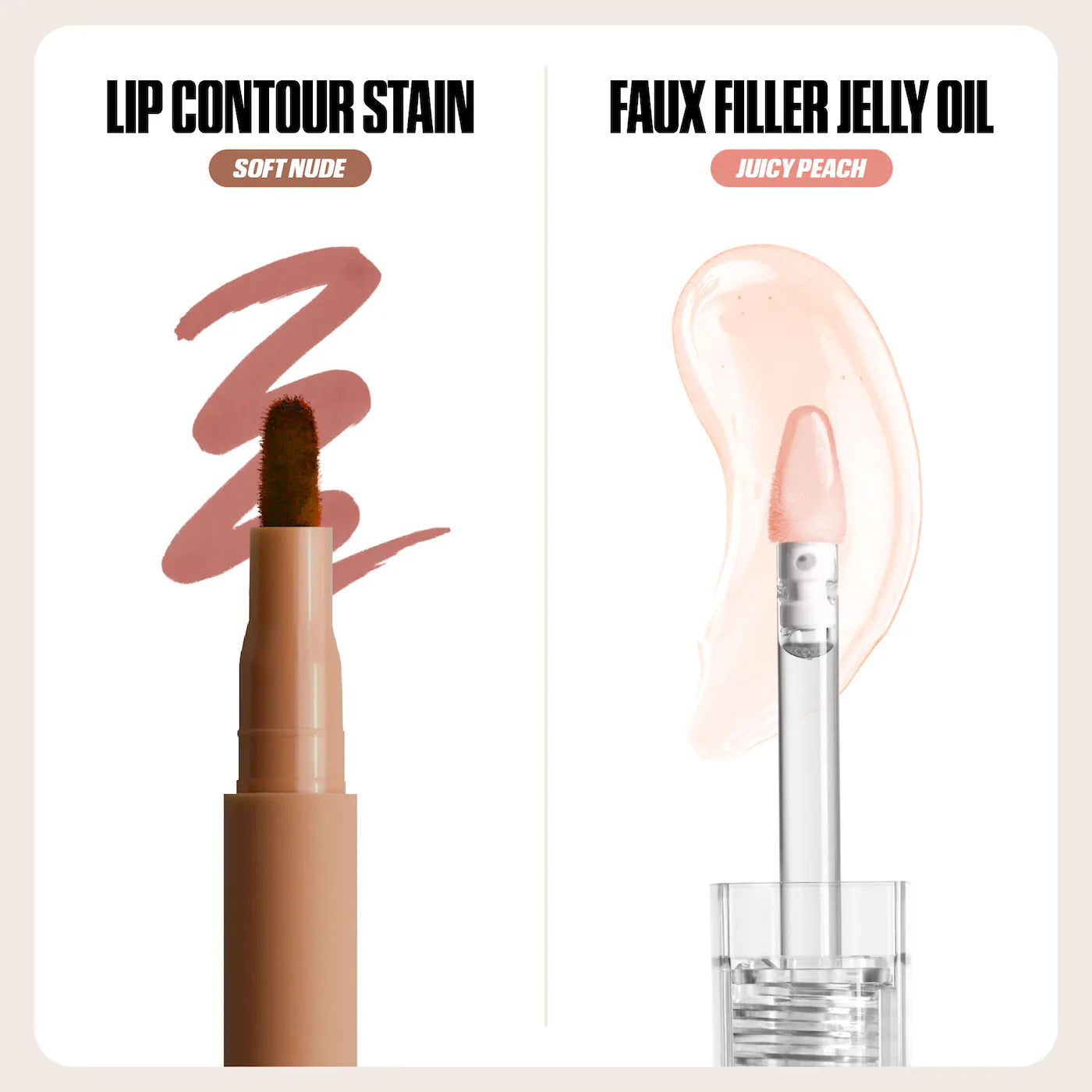 HUDA BEAUTY - Make Out Sesh Lip Stain and Lip Gloss Duos | Peachy Nude