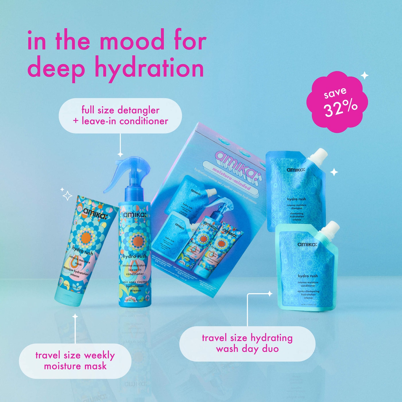 amika - Moisture-Minded Hydration Routine Hair Gift Set